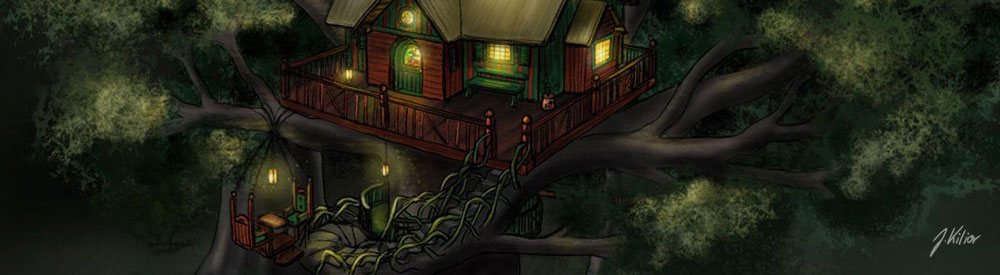 fantasy baumhaus gezeichnet