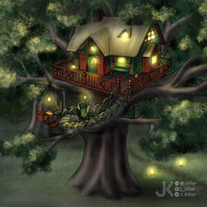 fantasy baumhaus illustration