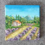 Acrylbild, das ein Lavendelfeld in der Provence zeigt